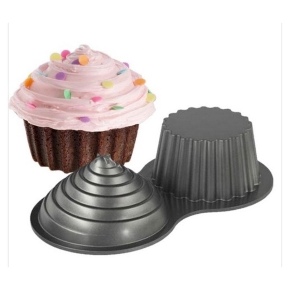 Wilton Giant Cupcake Pan Large 3D Cupcake Cake Mold Silver Non-Stick Aluminum